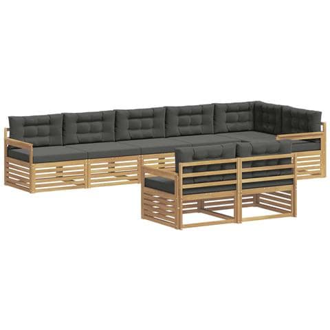 Set di divani da esterno 8 pcs Bianco e Antracite Poliestere - Foto 1