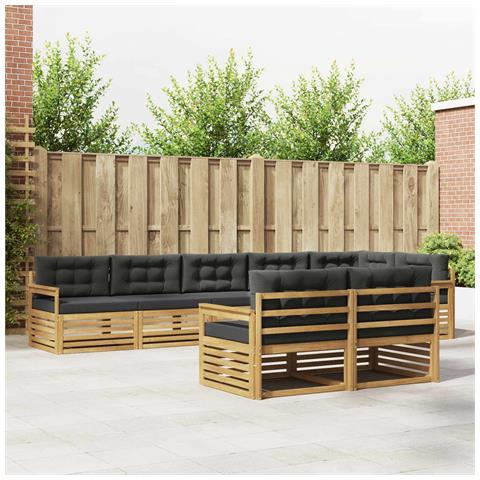 Set di divani da esterno 8 pcs Bianco e Antracite Poliestere - Foto 2