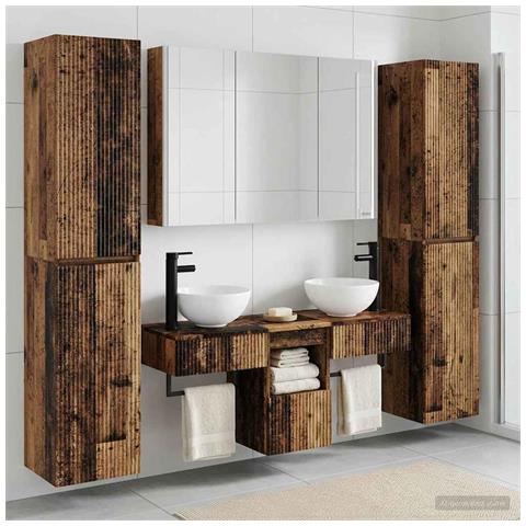 Set di mobili per il bagno 6 pcs Legno antico - Foto 2