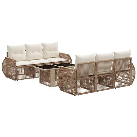 Set Divano da Giardino 7 pz Beige e Bianco Crema polyrattan - Foto 1