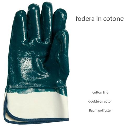 Paio di guanti da lavoro in nitrile fodera cotone con manichetta Tg 10 - Foto 2