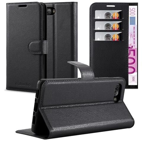 Custodia Compatibile Con Blackberry Key 2 In Nero Carbone - Coperchio Protettiva Con Chiusura Magnetica, Funzione Stand E Tasca Per Le Carte - Foto 1