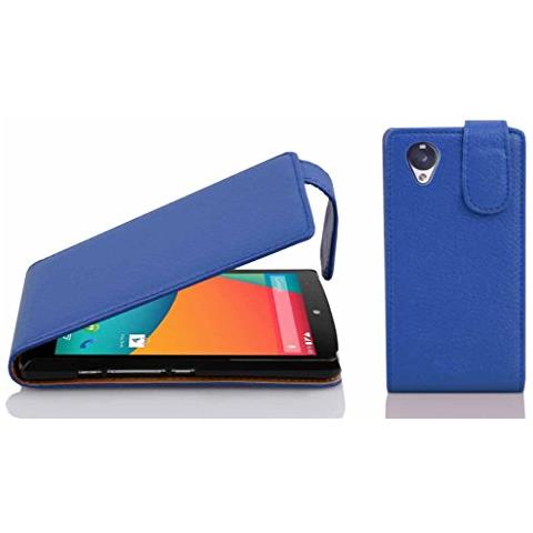 Custodia Compatibile Con Lg Nexus 5 In Blu Reale - Coperchio Protettivo In Design Flip Realizzato In Similpelle Testurizzata - Foto 1