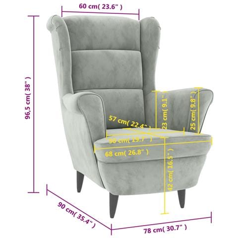 Poltrona Grigio Chiaro In Velluto - Foto 2