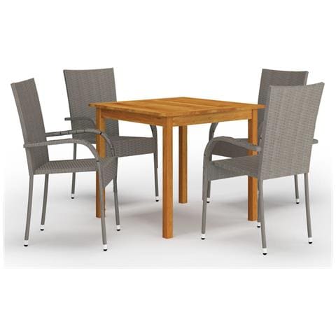 Set Mobili da Pranzo per Giardino 5 pz Grigio - Foto 1