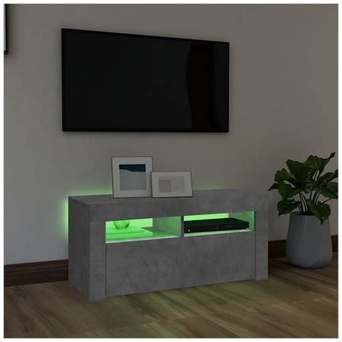 Mobile Porta TV con Luci LED Grigio Cemento 90x35x40 cm - Foto 10