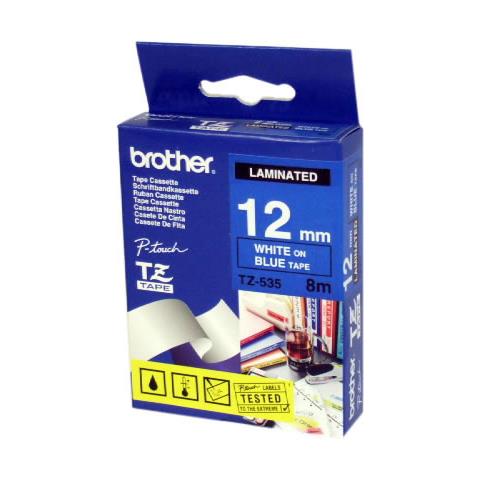 Nastro etichetta TZ-535 - 12 mm Larghezza x 8 m Lunghezza - Blu - Foto 1
