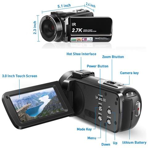 Videocamera 2.7k/36mp/zoom 16x/visione Notturna Ir - Foto 12