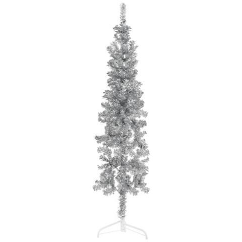 Albero Natale Artificiale Sottile A Metà Supporto Argento 150cm - Foto 1
