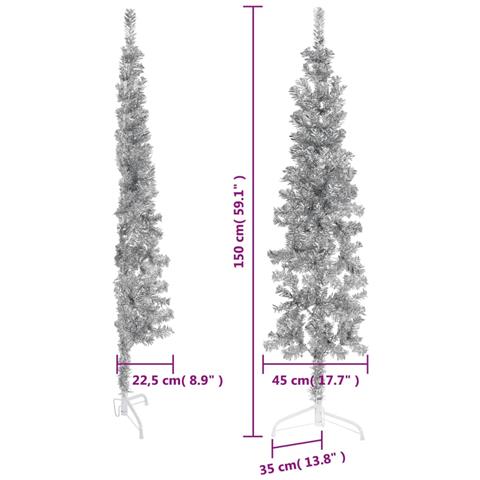 Albero Natale Artificiale Sottile A Metà Supporto Argento 150cm - Foto 8
