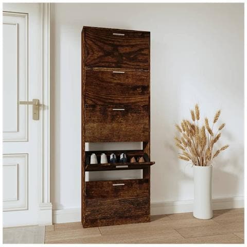 Scarpiera Rovere Fumo 59x17x169 Cm In Legno Multistrato - Foto 6