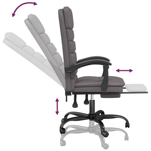 Poltrona da Ufficio Massaggiante Reclinabile Grigio Similpelle - Foto 2