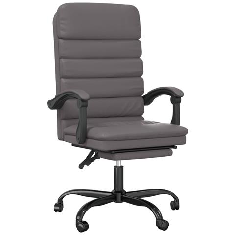 Poltrona da Ufficio Massaggiante Reclinabile Grigio Similpelle - Foto 1