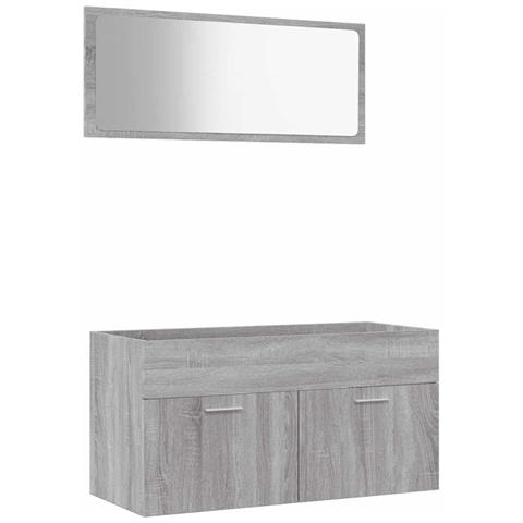 Set Mobili Da Bagno 2 Pz Grigio Sonoma In Legno Multistrato - Foto 1