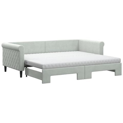 Divano Letto Estraibile Materassi Grigio Chiaro 90x200 Velluto - Foto 1