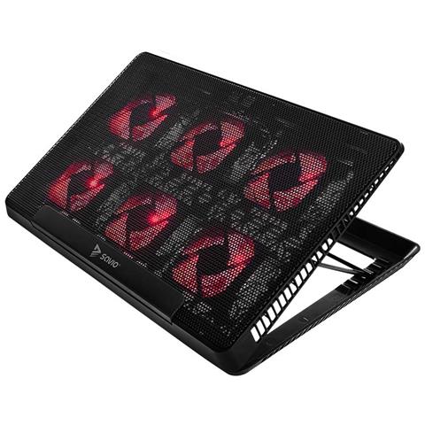 Laptop cooling pad 6 backlit fans 2000 RPM COS-01 base di raffreddamento per laptop 43,9 cm (17.3") Nero, Rosso - Foto 1