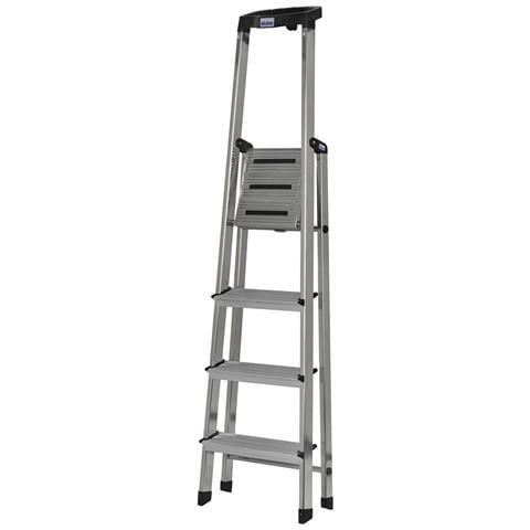 Scala Pieghevole A 4 Scalini Krause 126320 Nero Argentato Alluminio - Foto 7