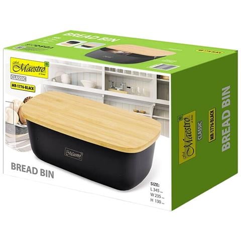 Portapane Mr-1776-black Nero Legno Plastica 1 Pezzi 34,5 X 13 X 23,5 Cm - Foto 2