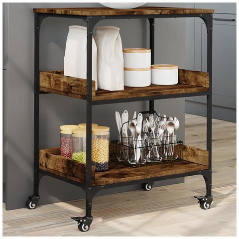 Carrello Da Cucina Rovere Fumo 60x41x80,5 Cm Legno Multistrato - Foto 1
