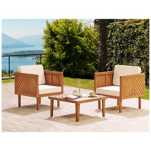 Set Di Tavolino E 2 Sedie Legno Acacia Chiaro E Beige Chiaro Baratti - Foto 1