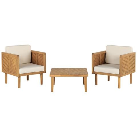 Set Di Tavolino E 2 Sedie Legno Acacia Chiaro E Beige Chiaro Baratti - Foto 2