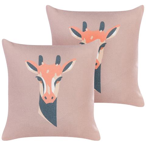 Set Di 2 Cuscini Candelabra 45 X 45 Cm Rosa Trama Animale - Foto 7