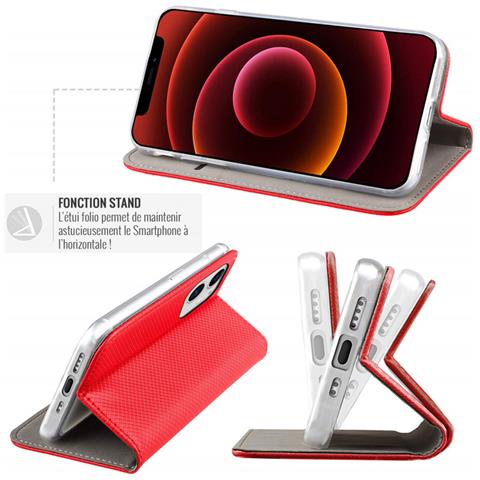 Custodia Folio Per Samsung Galaxy A25 5g Magnetica Funzione Supporto, Rosso - Foto 3