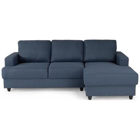 Divano Angolare Destro 4 Posti - Tessuto Blu - 215 X 140 86 Cm - Foto 1