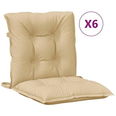 Cuscini Sedia Schiena Bassa 6 Pz Beige Mélange 100x50x7 Tessuto - Foto 2