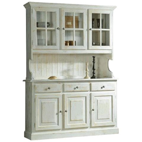 MOBILI 2G Cristalliera Porte Legno Massello Shabby Bianco