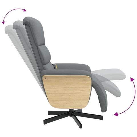 Poltrona Reclinante Massaggio Poggiapiedi Grigio Chiaro Tessuto - Foto 2