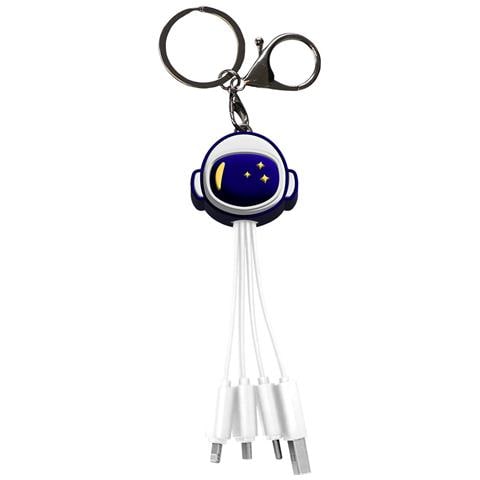Cavo 3 In 1 Andy Usb-c /micro-usb /lightning Verso Usb Disco Volante, Bianco / Blu - Foto 1