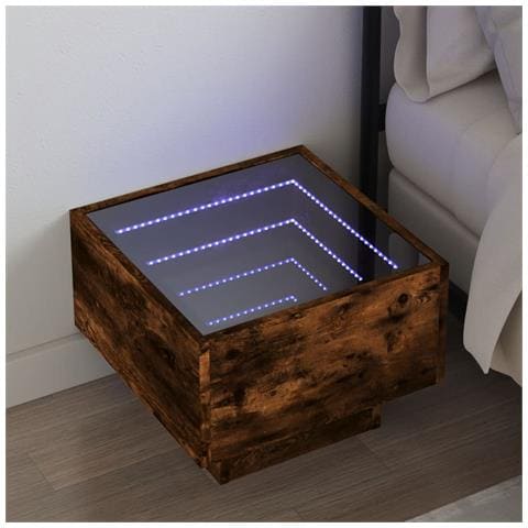 Comodino Con Led Infinity Rovere Fumo 40x40x30 Cm - Foto 1