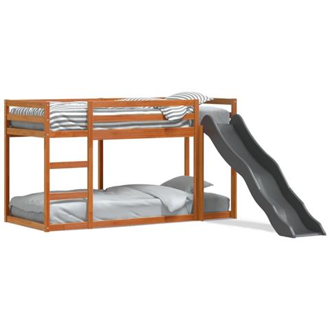 Letto Castello Scivolo Scala Marrone Cera 90x200 Cm Legno Pino - Foto 2