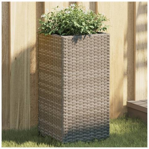 Fioriera Da Giardino Grigia 30x30x60 Cm In Polyrattan - Foto 1