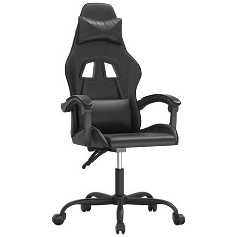 Sedia da Gaming Girevole Nera in Similpelle - Foto 1