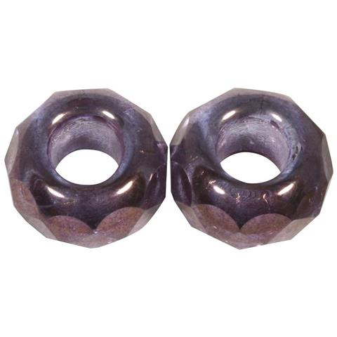 2 Pezzi - Perline In Vetro Con Foro Grande Ø13mm L. 5 Mm - Colore Prugna - Foto 1