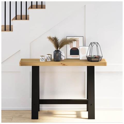 Tavolo Consolle Noain Gambe Forma A 120x30x75 Cm Legno Massello - Foto 2