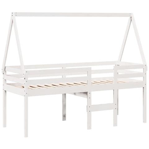 Letto A Soppalco Con Tetto Bianco 90x200 Cm In Legno Di Pino - Foto 3
