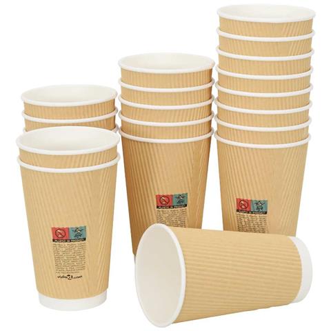 Bicchieri Da Caffè In Carta 500 Pz 16oz 400ml Marrone - Foto 3