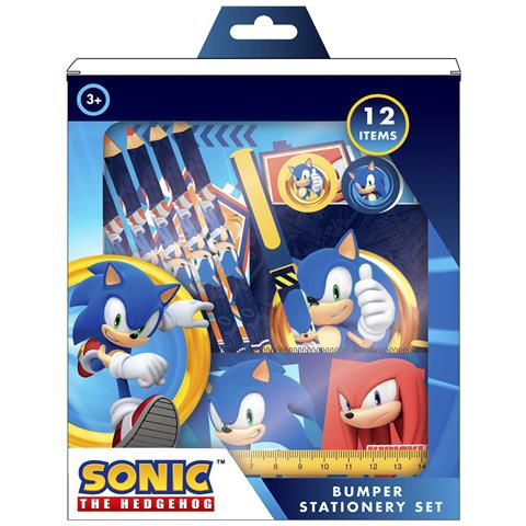 Set Di Cancelleria Sonic. Quaderno, Astuccio, Matite Colorate, Penna, Gomma, Temperamatite E Righello. 22x3x29,5 Cm. Colore: Blu Elettrico - Foto 2