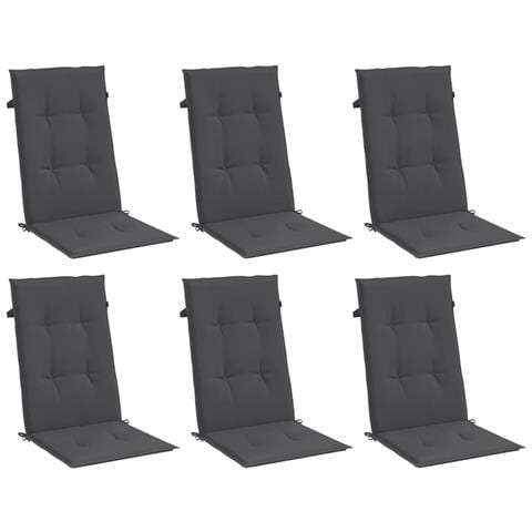 Cuscini Sedia Schiena Alta 6 Antracite Mélange 120x50x4 Tessuto - Foto 2