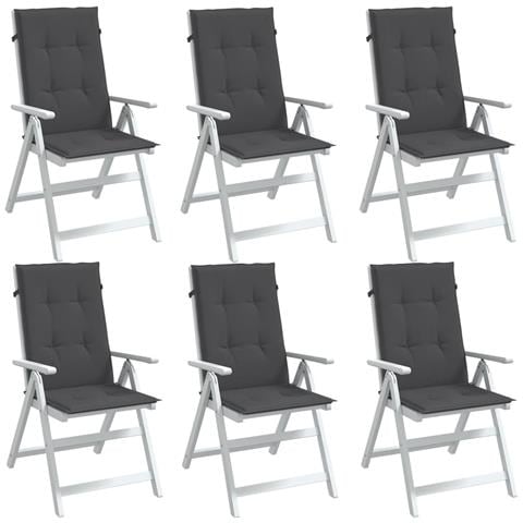 Cuscini Sedia Schiena Alta 6 Antracite Mélange 120x50x4 Tessuto - Foto 8