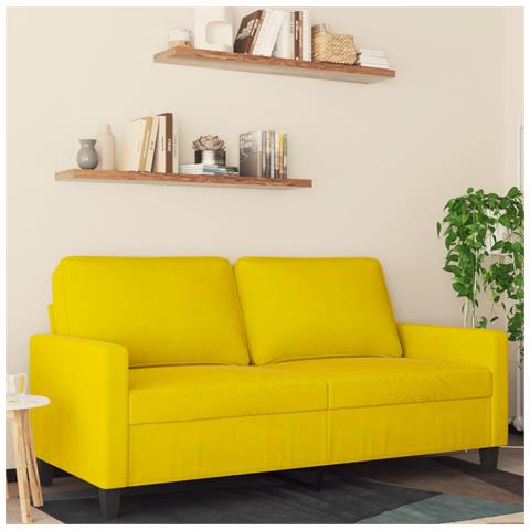 Lusso Casadino -  Divano A 2 Posti Giallo 140 Cm In Velluto - Foto 8