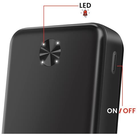 Batteria Esterna 20000mah 10.5w Con Doppio Porta Usb Indicatore Led, Nero - Foto 5