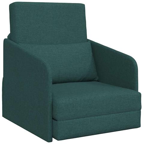 Sofa Letto da Terra 2-in-1 Verde Scuro 65x80x83 cm Tessuto - Foto 1