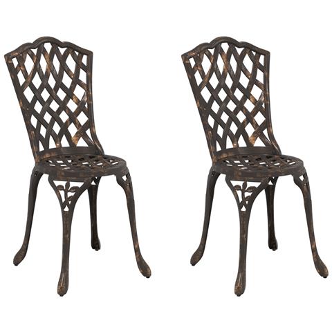 Sedie da giardino  2 pz in alluminio fuso bronzo - Foto 1