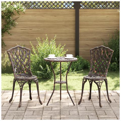 Sedie da giardino  2 pz in alluminio fuso bronzo - Foto 2