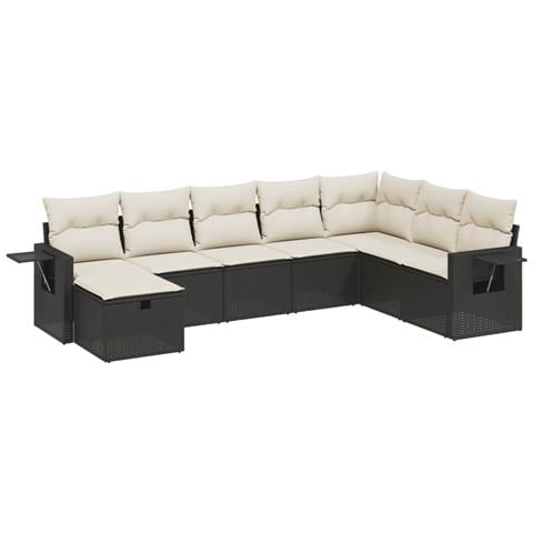 Set Divani da Giardino con Cuscini 8 pz Nero in Polyrattan - Foto 1