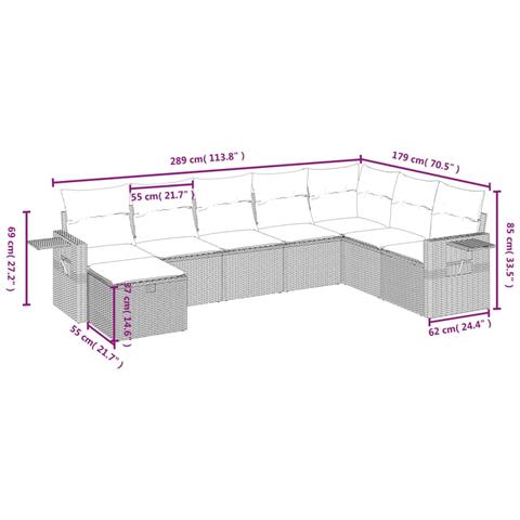 Set Divani da Giardino con Cuscini 8 pz Nero in Polyrattan - Foto 4